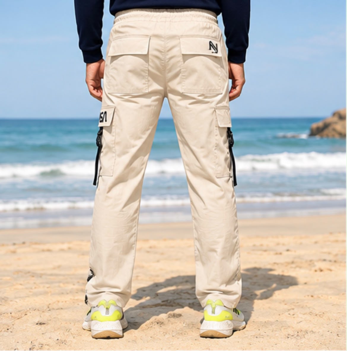 Cotton Cargo Pant | Lower for man | Elastic Drawstring Waist Straight Fit Bottoms | Office Wear