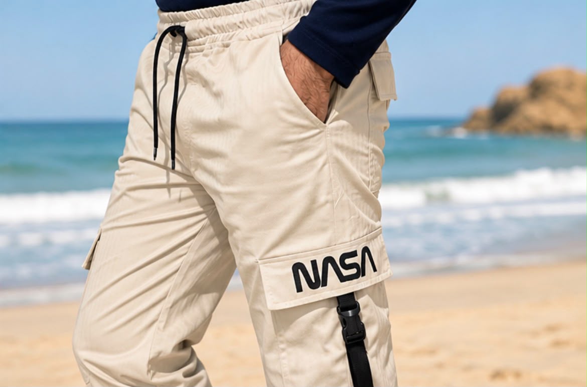 Cotton Cargo Pant | Lower for man | Elastic Drawstring Waist Straight Fit Bottoms | Office Wear