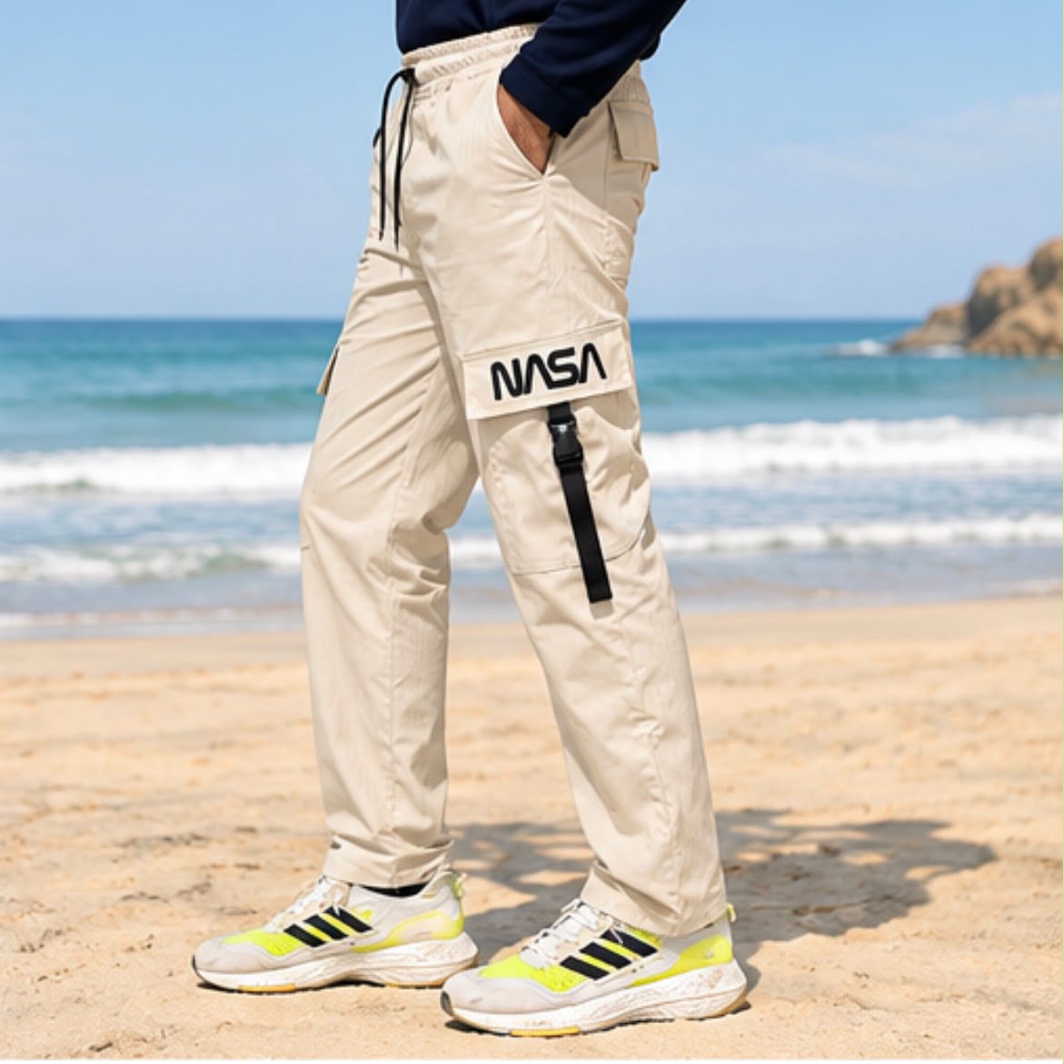 Cotton Cargo Pant | Lower for man | Elastic Drawstring Waist Straight Fit Bottoms | Office Wear