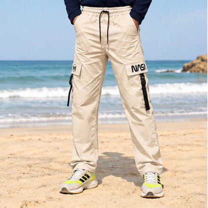 Cotton Cargo Pant | Lower for man | Elastic Drawstring Waist Straight Fit Bottoms | Office Wear