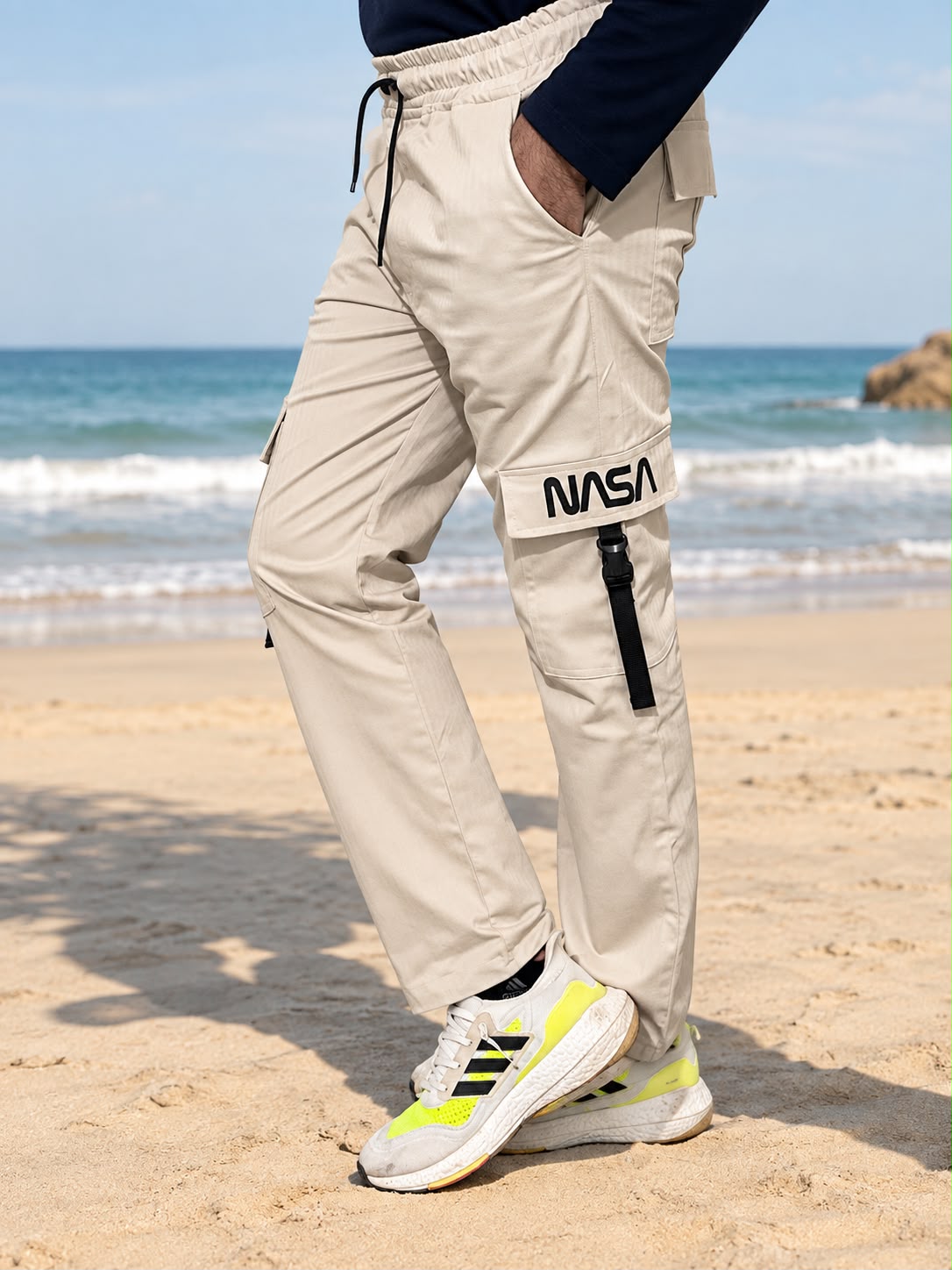 Cotton Cargo Pant | Lower for man | Elastic Drawstring Waist Straight Fit Bottoms | Office Wear